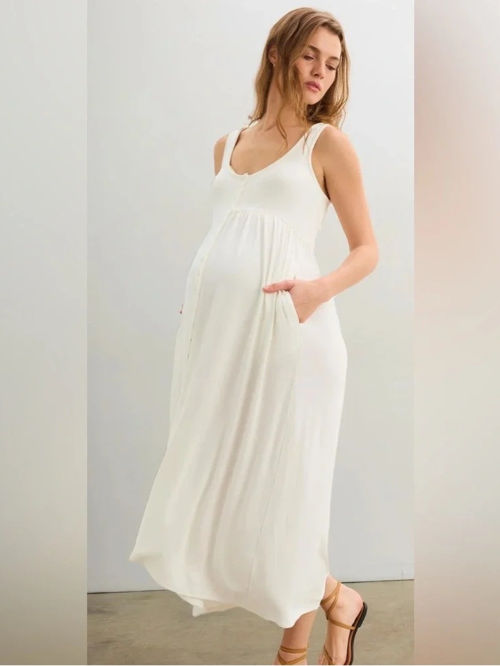 Hatch The Softest Rib Nursing Tank Dress in white large/xl